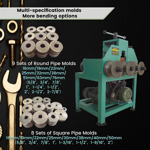 Heavy Duty 1.5Kw Electric Pipe Bender For Smooth Stainless Steel Round And Square Tube Bending With Cold Process No Heating Needed For Easy Decoration And Agricultural Projects Reliable Performance with round and square molds.