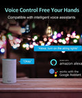 Smart Outdoor String Lights With App Control And WiFi, 72.5Ft RGB LEDs, 22 Bulbs, Alexa And Google Assistant Compatible display