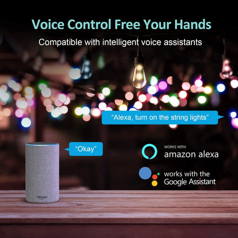 Smart Outdoor String Lights With App Control And WiFi, 72.5Ft RGB LEDs, 22 Bulbs, Alexa And Google Assistant Compatible display