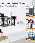3 In 1 Metal Hair Tool Organizer Wall Mounted Holder For Hair Dryer, Flat Iron, Curling Iron, Straightener And Styling Tools