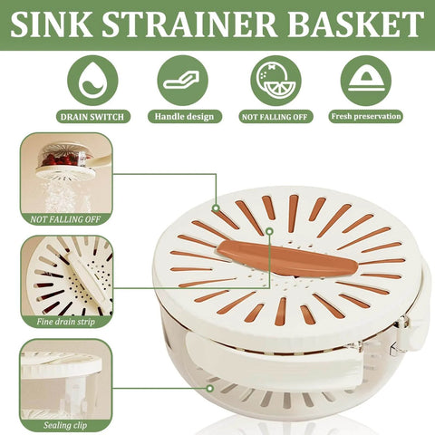 Two Pack Multifunctional Fruit Washing Bowl With Strainer 2 In 1 Drain Basket And Fruit Strainer Container With Lid details