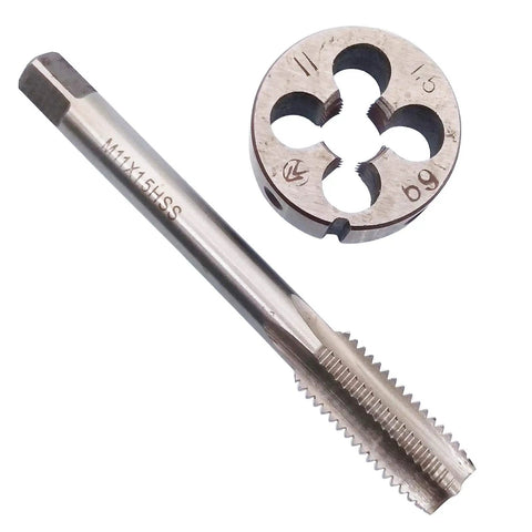 Metric M11 x 1.5mm Tap and Die Set For Right Hand Threads Pro Grade High Speed Steel HSS Tool Kit With 84mm Tap And 30mm Die OD 11mm Head Includes 1 Tap And 1 Die Ready To Use