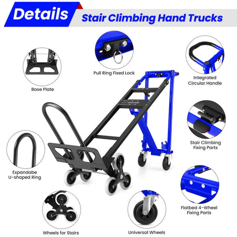 4 In 1 Hand Truck Dolly Heavy Duty Industrial Convertible With 1000 Lbs Capacity For Stair Climbing Platform Cart Flatbed