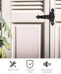 Durable T Shaped Barn Door Hinges Iron Hardware Kit For Gates And Fences 6 Inch 2 Pack Heavy Duty shown on white door installation