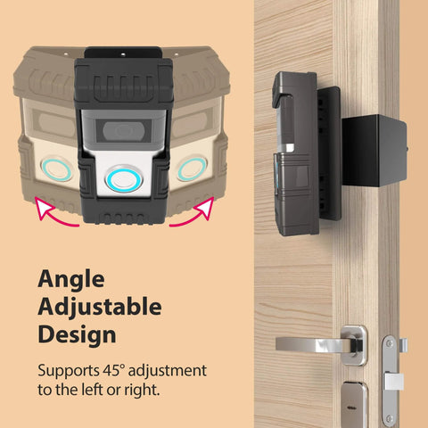 Anti Theft Video Doorbell Mount For Ring And Blink Models 1 2 3 3 Plus 4 2020 2023 And Blink 2021 No Drill Adjustable Bracket installed on door with angle adjustable design
