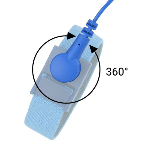 Blue anti-static wrist strap with 360° rotating clip, grounding wire, Ground Yourself While Working On Sensitive Electronics With A 3 Pack Of Reusable Anti Static Wrist Straps With Grounding Wire And Alligator Clip For Maximum ESD Protection When Installing RAM Or Graphics Cards On Your PC Includes Two Black And One Blue