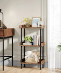 Small Three Tier Wooden Bookshelf With Totally Sturdy Frame And Rounded Safety Corners For Home Office, 15.75x9.45 Inches