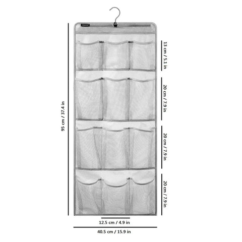 Mesh Shower Organizer Hanging Caddy With Rotating Hanger For Quick Dry Bathroom Storage And 12 Pockets Breathable 37.4x15.9 inches