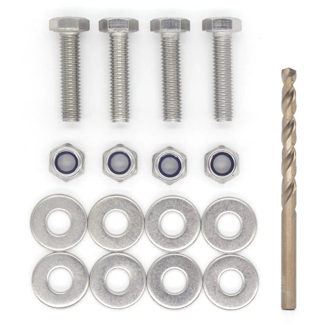 Boat Hydrofoil Stabilizer For Outboard And Sterndrive Engines Up To 150 HP hardware kit with bolts, washers, and drill bit