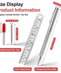 Kick Your DIY Projects Up A Notch With This Heavy Duty Tungsten Carbide Scriber Set Featuring Six Engraving Pens Extra Tips And Steel Ruler for precise measurement and marking.