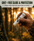 Applying 6 Pack Twist Up Bowstring Wax Sticks Odorless All Weather Waterproof String Conditioner Kit on a crossbow string outdoors