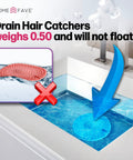 7 Pack Includes 3 Clog Removers And 4 Silicone Hair Catchers For Shower And Bathroom Drains, showing pink hair catcher in action.