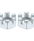 Beefed-Up Heavy Duty 3/4-16 UNF Hex Slotted Nut Grade 6.8 Zinc Plated Carbon Steel For Machinery Repair, Durable Silver Hardware, 1.17 Inch Across Flats, 16 Threads, Slotted Locking Nut, 2 Pack