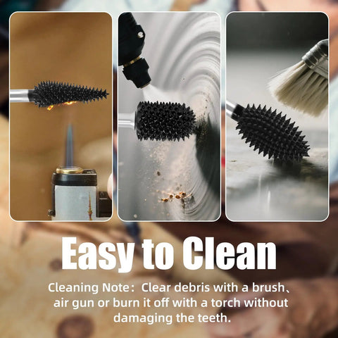Heavy Duty Carbide Rotary Burr Set Featuring Kickass Coarse Teeth For Rapid Material Removal And Effortless Wood Carving On Foam Plastic Rubber And Dremel Compatible Rotary Hand Tools, easy cleaning with brush and air gun.