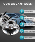 Front Wheel Bearing Hub Assembly 515126 Pair For Dodge Ram 1500 2009 2010 2011 Built After 12082008 Front Left And Right Hubs 5 Bolt Flange 3 Bolt Triangular ABS Sensor Compatible with car background
