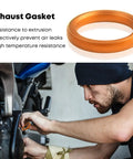 GY6 Exhaust Bolt Kit With Gasket For 50cc To 150cc Scooters ATVs Go Karts Moped Quad Dune Buggy And More Fits GMB139 Engine 50cc 70cc 90cc 110cc 125cc 150cc Taotao Sunl Coolster Jonway Roketa orange exhaust gasket installed on scooter