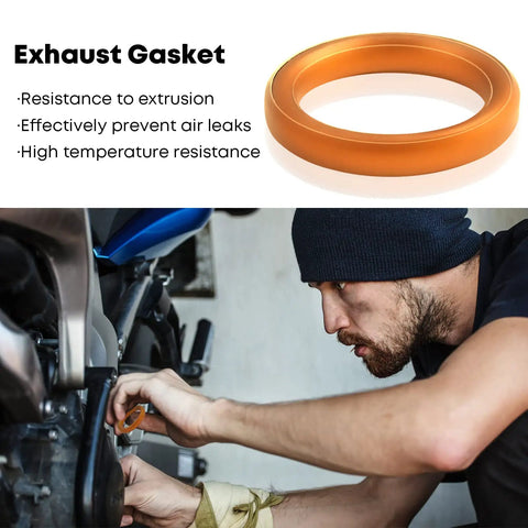 GY6 Exhaust Bolt Kit With Gasket For 50cc To 150cc Scooters ATVs Go Karts Moped Quad Dune Buggy And More Fits GMB139 Engine 50cc 70cc 90cc 110cc 125cc 150cc Taotao Sunl Coolster Jonway Roketa orange exhaust gasket installed on scooter