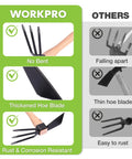 Comparison chart of Hoe And Cultivator Garden Rake With 14 Inch Wooden Handle And Sharp Hoe Blade highlighting durability and design features.