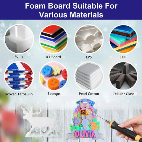 Hand using 3 In 1 Hot Wire Foam Cutter Kit With Digital Voltage Controller cutting foam board of various materials