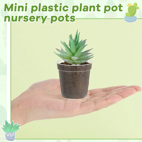 Clear 2 Inch Mini Plastic Plant Pots 200 Pack Seedling Starter Pots With Drainage Holes For Indoor Outdoor Garden Use
