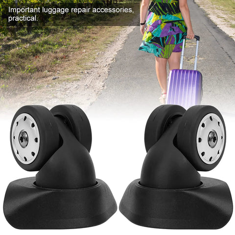 A88 Multi Hole Wheel Replacement Set for Small Black Trolley Suitcases, two PP and PET wheels, suitable for outdoor use