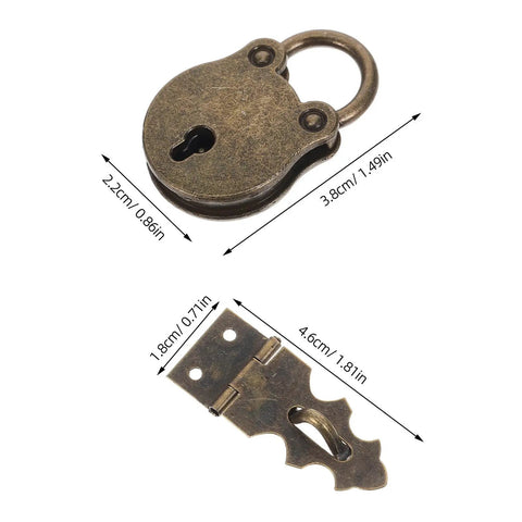 Antique Bear Shaped Wine Box with Lock Hasp and Keys shown in metal latch with dimensions for furniture repair.