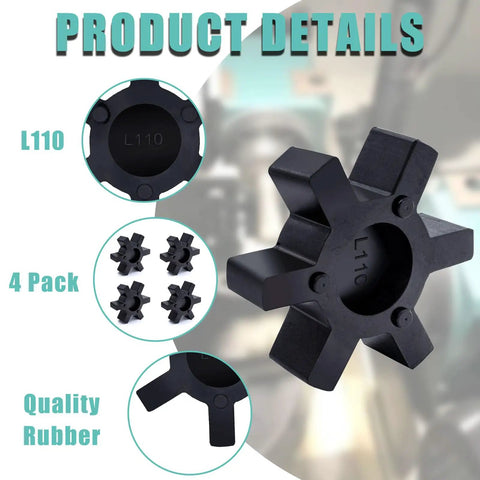 Flexible L110 NBR Rubber Spider Insert For L Jaw Couplings Four Pack Solid Spider Center Inserts Cushions Shock And Vibration In Industrial Machinery Systems Built Tough, L110 4-pack NBR rubber spider insert