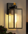 Dusk To Dawn Exterior Wall Sconce With Built In Photo Sensor Straight Up Reliable Outdoor Porch Light For Front Patio, black glass design.