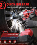 Cordless 1/2 Inch Impact Wrench Beefy 1700 Ft Lbs Torque used on car wheel with quick release feature