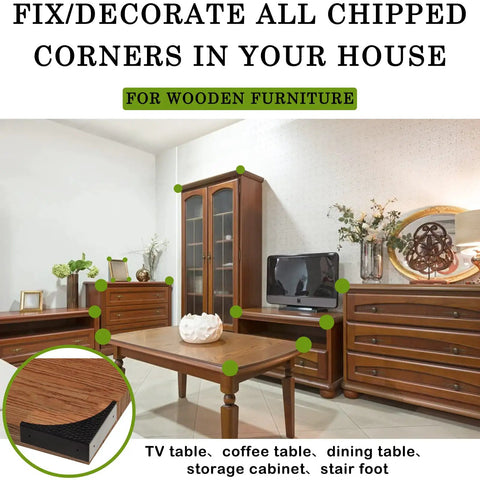Heavy Duty Corner Guards For Furniture And Office Desks Zinc Alloy Edge Protectors Anti Rust Table Bumpers Built Tough Kickproof Hardware Covers With Screws Four Pack on wooden furniture.
