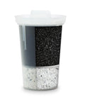 Replacement Alkaline Water Filter For At Home Pitcher With Mineral Boost, Easy Swap, internal layers exposed in white and black.