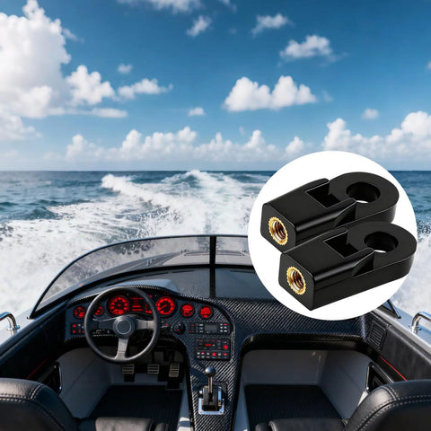 Suzuki Outboard Throttle And Shift Control Box Cable End Connectors, ABS Copper Fittings on boat dashboard background