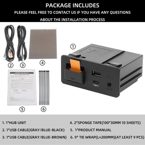 Slick Wireless Type C CarPlay Retrofit Kit For Mazda 2 3 6 CX 3 CX 5 CX 9 MX 5 2015 2020 With PD Fast Charging package contents