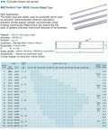 Specification sheet for cylinder linear rail series featuring chrome plated type, with detailed measurements and application notes.