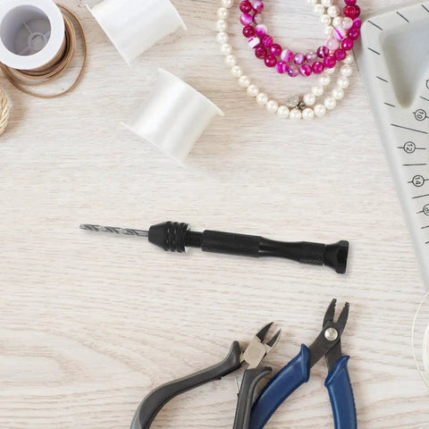 Miniature Hand Drill Set With Pin Vise For Jewelry Making And Crafting Pro Grade Handheld Drill Kit on crafting table
