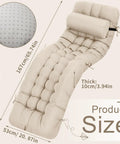 Outdoor Chaise Lounge Cushion Set 66 By 21 By 4 Inch Waterproof And Fade Resistant For Patio And Poolside Includes Headrest Pillow Tie Straps Replaces Rocking High Back Cushions Light Beige Set Of 2 shown in size illustration
