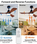 Lit 42 Inch Black Ceiling Fan With Remote And Lights Dimmable LED Quiet Reversible DC Motor in summer and winter modes