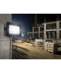 SODEF 50W LED Floodlight White Light IP65 Water-Resistant Outdoor lighting construction site at night.