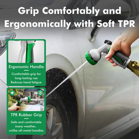 Heavy Duty Metal Garden Hose Nozzle With 7 Adjustable Spray Patterns High Pressure Hand Sprayer used on car tire
