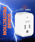 Two Pack Surge Protector Outlet With Ground Protection And Light Indicator 15A 1800W Heavy Duty Wall Socket front view.