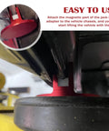 Magnetic Pinch Weld Jack Pads For Floor Jacks Aluminum Grooved Pinch Weld Adapter in use on a car lift, close-up view