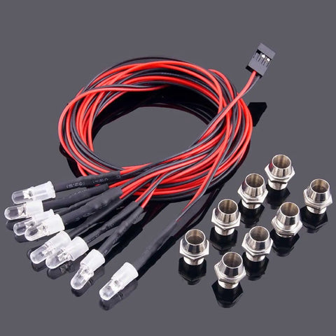 8 LED RC Light Kit With White Red Orange 5mm LEDs For Traxxas HSP Tamiya Redcat Axial SCX10 And More RC Cars Trucks Tanks Crawlers