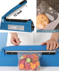 12 Inch Impulse Heat Sealer for Plastic Bags Manual Tabletop Bag Sealer with Adjustable Temperature sealing food bag