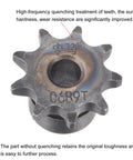 Close-up of Chain Roller Sprocket Set Built Tough For ISO 06B Chains Eight Millimeter Bore Three Eighths Inch Pitch Nine Tooth Type