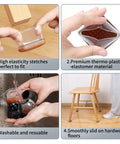 Hands installing 24 Pack Slick Clear Chair Leg Floor Protectors For Hardwood Floors Thickened Silicone Felt Caps on a chair.