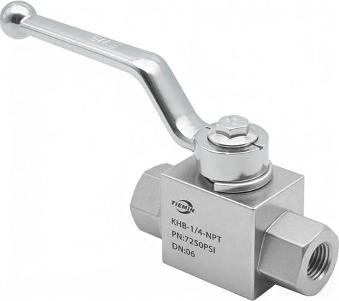 High Pressure Hydraulic Ball Valve One Quarter Inch NPT 7250 PSI 500 Bar Two Way Shut Off Built Tough For Pros, zinc-plated steel