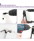 2 Pack Heavy Duty EV Charger Holder Wall Mounts installation on various walls with tools and durable black hooks.