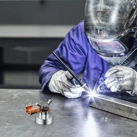 Top Tier Magnetic Welding Ground Clamp With Super Strong Suction Base For Fast On Site Shop Work, No Tools Needed, Fits Any Clean Metal Surface Perfectly positioned on metal during welding.