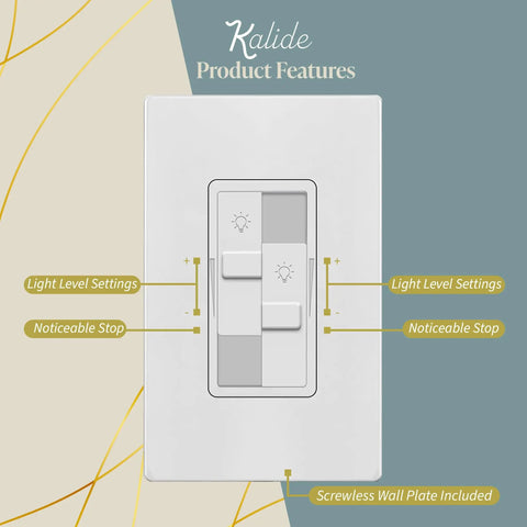 Dual Load Dimmer Switch For Two Lights With Independent One Pole Dimming No Neutral Required Double LED Control UL Listed