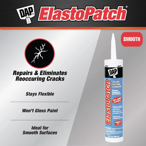 ElastoPatch Smooth Flexible Patching Compound White 10.1 Oz Crack Filler For Drywall Plaster Stucco product packaging image
